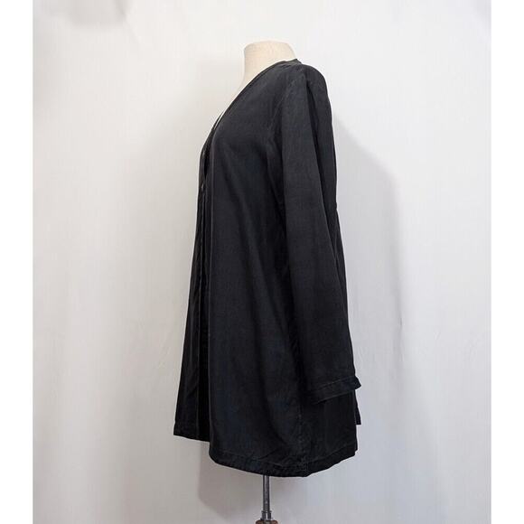 Vintage 90s J.Jill Tunic Top Jacket Black Linen Size Petite Medium PM MP Flaw - Picture 3 of 8